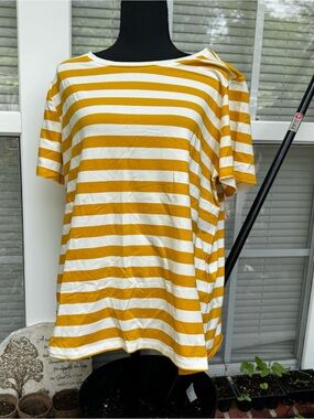 Ann Taylor Factory Striped Short-Sleeve Tee - Yellow & White